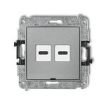 Ładowarka USB C+C podwójna 30W Srebrny metalik Karlik MINI - 7MCUSBBO-9