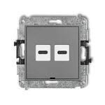 Ładowarka USB C+C podwójna 30W Szary mat Karlik MINI - 27MCUSBBO-9