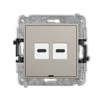 Ładowarka USB C+C podwójna 30W Taupe Karlik MINI - 60MCUSBBO-9