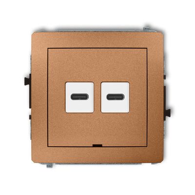 Ładowarka USB C+C podwójna 30W Złoty metalik Karlik DECO - 8DCUSBBO-9