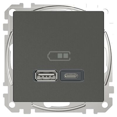 Ładowarka podwójna USB typu A+C 21W Power Delivery 3.1 Antracytowy Merten System M