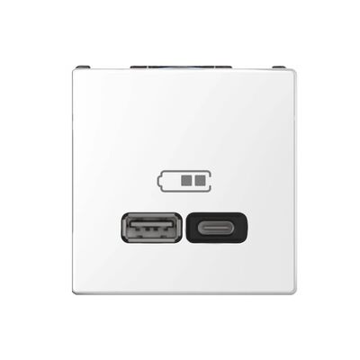 Ładowarka podwójna USB typu A+C 21W Power Delivery 3.1 Biały lotos Merten System D