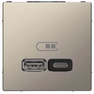 Ładowarka podwójna USB typu A+C 21W Power Delivery 3.1 Nikiel Merten System D