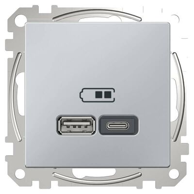 Ładowarka podwójna USB typu A+C 45W Power Delivery 3.0 Aluminiowy Merten System M
