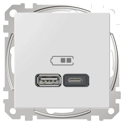 Ładowarka podwójna USB typu A+C 45W Power Delivery 3.0 Biały active Merten System M