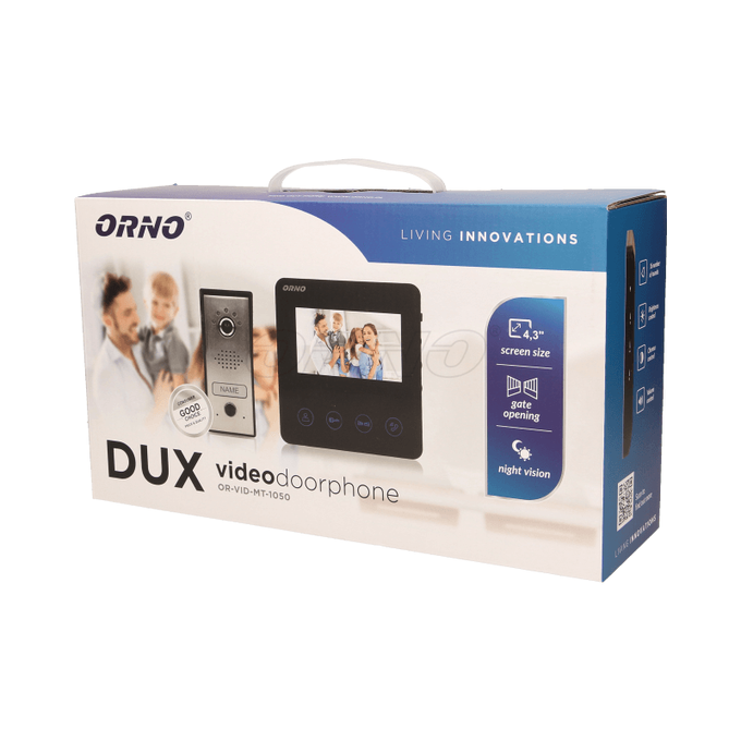 Zestaw wideodomofonowy, bezsłuchawkowy, kolor, 4,3&quot;, czarny, DUX Orno - OR-VID-MT-1050