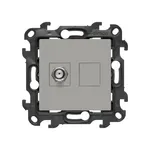 Gniazdo antenowe typu F pojedyncze Kaszmirowy Simon 24 - NASF1.01/42 z metalowym złączem i pustym polem na drugim module.