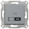 Ładowarka podwójna USB typu A+C 21W PD Stal Schneider Asfora - EPH2700562