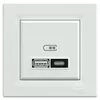 Ładowarka podwójna USB typu A+C 21W PD z ramką Biały Schneider Asfora - EPH2700521