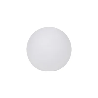 Biała, kulista oprawa ogrodowa STONO 20 MLK E27 IP-65 Kanlux na białym tle.