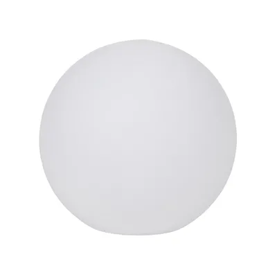 Biała, kulista oprawa ogrodowa STONO 50 MLK E27 IP-65 Kanlux na białym tle.