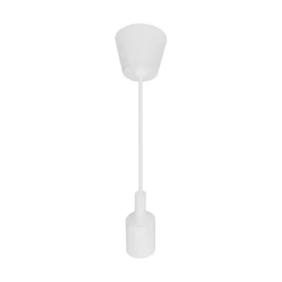 Biała lampa wisząca VOLTA WHITE E27 marki Ideus z białym kablem i oprawką na żarówkę E27.