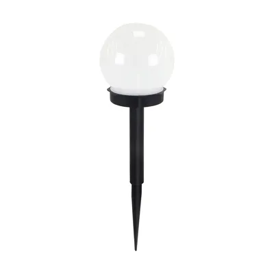 Czarna lampa solarna LED OLIN z kulistym kloszem, zimna biel 6500K, IP-44, producent Ideus.