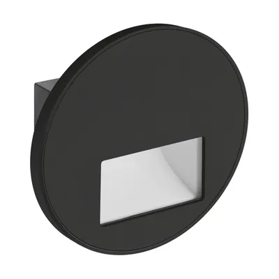 Czarna, okrągła oprawa schodowa LED WEKTOR LED C 1,2W z możliwością zmiany barwy światła CCT.