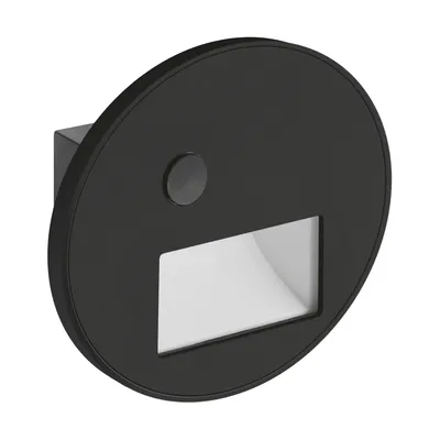 Czarna oprawa schodowa LED Ideus WEKTOR LED C PIR z czujnikiem ruchu, moc 1,2W, strumień świetlny 50lm, barwa neutralna 4000K.