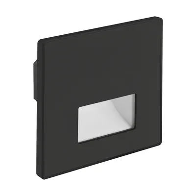 Czarna oprawa schodowa LED WEKTOR LED D 1,2W CCT 50lm 4000K Ideus - 04862, z prostokątnym, białym kloszem emitującym światło.