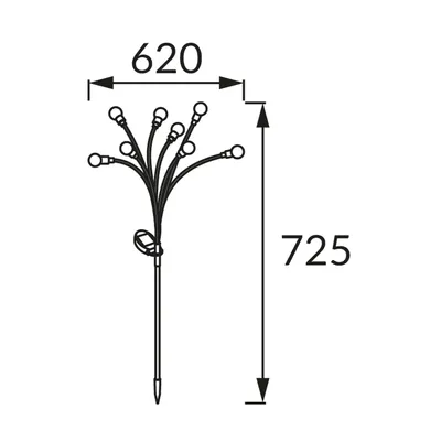 Lampa solarna ARDO LED z 8 żarówkami, wymiary 620x725mm, czarna, IP-44.