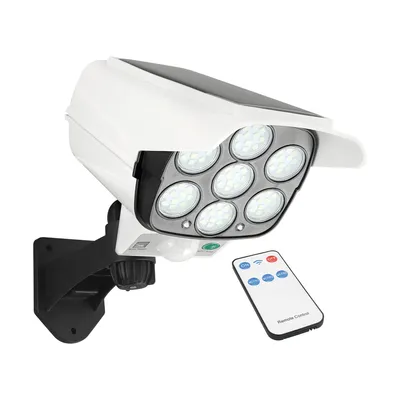 Lampa solarna LED Ideus z czujnikiem ruchu, 7 diod LED, zasilana energią słoneczną, w zestawie pilot zdalnego sterowania.