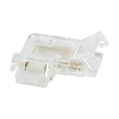 Przezroczysty łącznik kątowy do taśm LED COB marki Ideus, model LARGO, 12-24V DC.