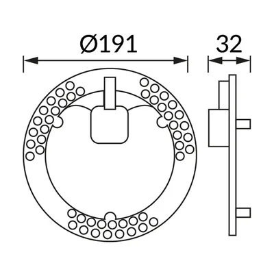 Schemat techniczny magnetycznego modułu LED ARENA LED 18W CCT, średnica 191 mm, grubość 32 mm.