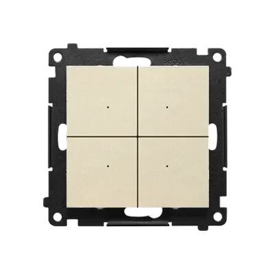 Sterownik oświetleniowy poczwórny SWITCH Q WiFi Simon 55 GO w kolorze szampańskiego matu, z czterema klawiszami.