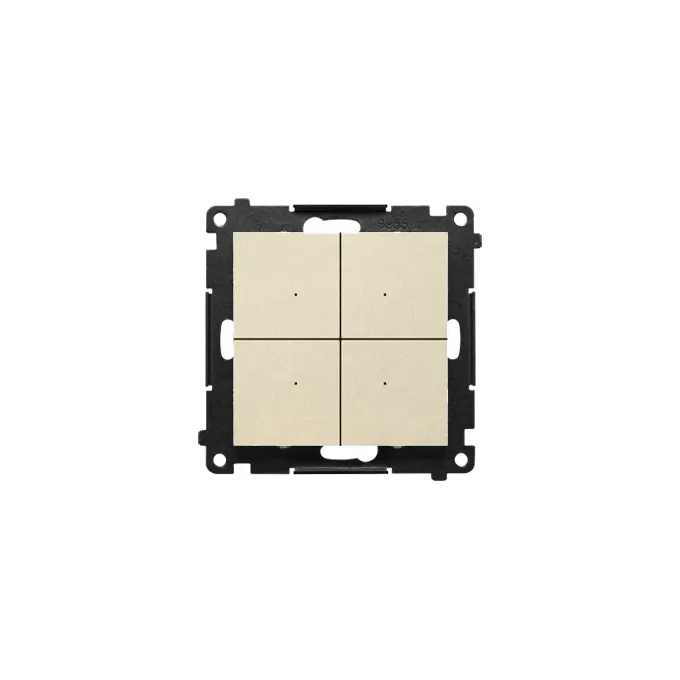 Sterownik oświetleniowy poczwórny SWITCH Q WiFi Simon 55 GO w kolorze szampańskiego matu, z czterema klawiszami.