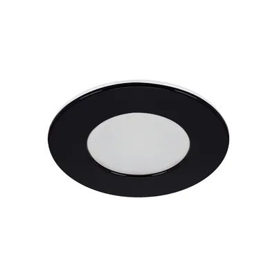 Sufitowa oprawa punktowa LED EWA LED C 7W CCT BLACK 610lm 4400K IP-54/20 Czarny Ideus - okrągła, nowoczesna lampa wpuszczana z czarną ramką.