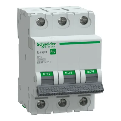 Wyłącznik nadprądowy Schneider Electric Easy9 Pro, 3-biegunowy, C16, 6kA, model EZ9F57316.