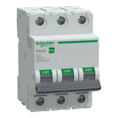 Wyłącznik nadprądowy Schneider Electric Easy9 Pro, 3-biegunowy, C20, 6kA, model EZ9F57320