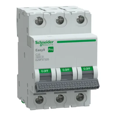 Wyłącznik nadprądowy Schneider Electric Easy9 Pro, 3-biegunowy, C25, 6kA, model EZ9F-C25-3 Schneider Easy9 Pro - EZ9F57325.