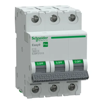 Wyłącznik nadprądowy Schneider Electric Easy9 Pro 3P C 13A 6kA, model EZ9F-C13-3, numer katalogowy EZ9F57313.