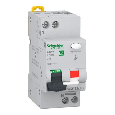 Wyłącznik różnicowoprądowy Schneider Electric Easy9 Pro, 1P+N C 16A 6kA 0,03A typ A, model EZ9D55616.