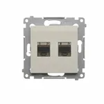 Gniazdo komputerowe podwójne RJ45, kat.6, ekranowane, kolor kaszmirowy, seria Simon 54
