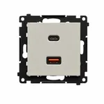 Ładowarka podwójna USB typu A+C Quick Charge Kaszmirowy Simon 55 - TEC2CAQ.01/142 z portem USB-C i USB-A.