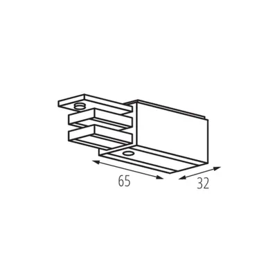Przyłącze prądowe do systemu szynowego TEAR N PCON L-B Kanlux, czarne, wymiary 65x32 mm.