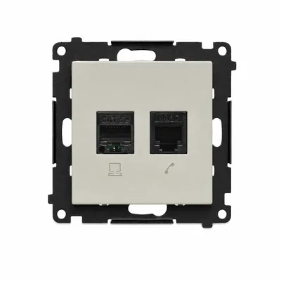 Gniazdo RJ45 kat.5e + gniazdo telefoniczne RJ12 Kaszmirowy Simon 55 - T5F.01/142
