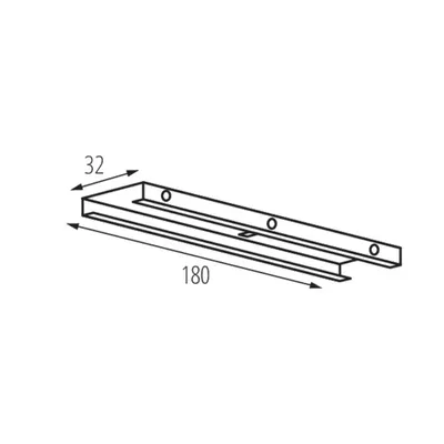 Schemat techniczny uchwytu montażowego Kanlux TEAR N SCLAMP W o wymiarach 180x32 mm.