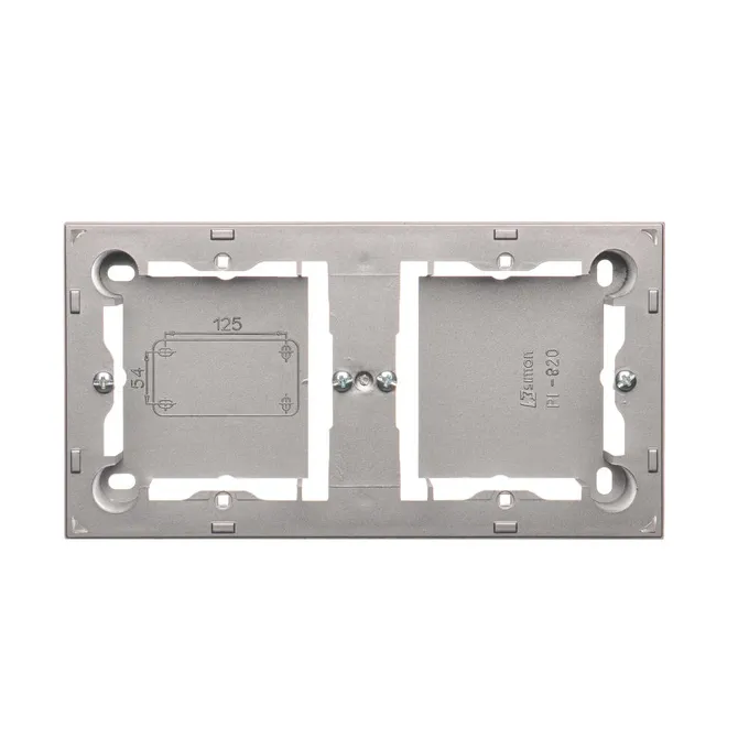 Puszka natynkowa płytka podwójna Stal Inox Simon Basic Standard - MPN2/21. Wymiary 125x54 mm. Produkt firmy Kontakt-Simon.
