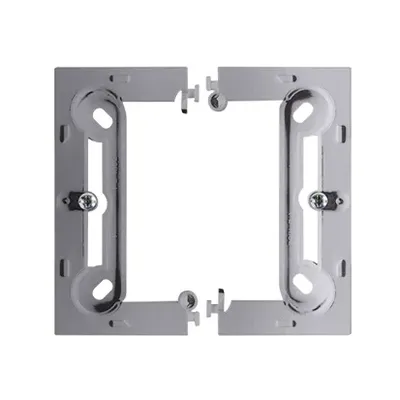 Puszka natynkowa pojedyncza, składana Stal Inox Simon Basic Standard - PSC/21. Element montażowy z dwoma połówkami połączonymi zatrzaskami.