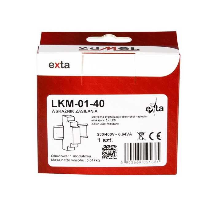 Wskaźnik zasilania 230v/400v LED czerwona/zielona/żółta tn Zamel Exta - LKM-01-40