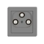 Gniazdo multimedialne 3F DATA (Vectra) w kolorze szary mat, seria Karlik DECO, z trzema gniazdami antenowymi.