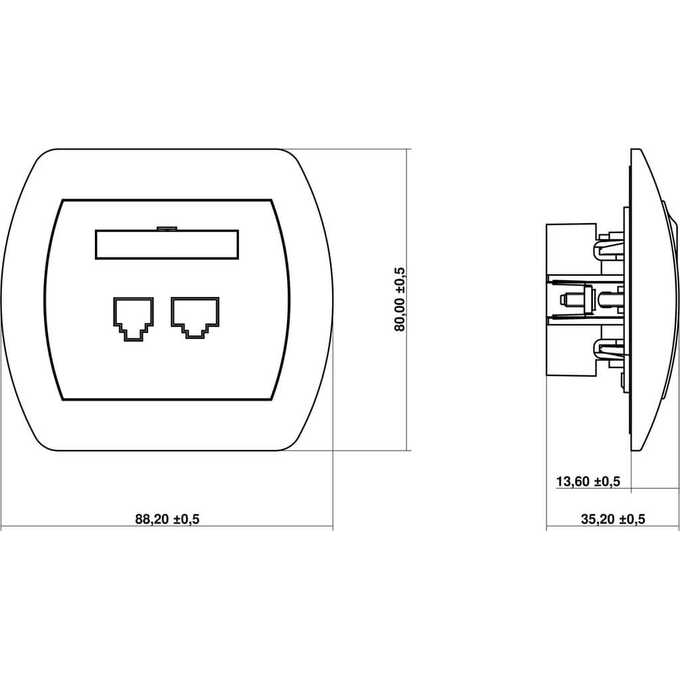 Gniazdo komputerowe podwójne kat. 5e Beżowy - 1GK-2 Karlik Trend