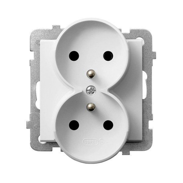 Gniazdo podwójne z uziemieniem Biały połysk Sonata - GP-2RRZ/m/00