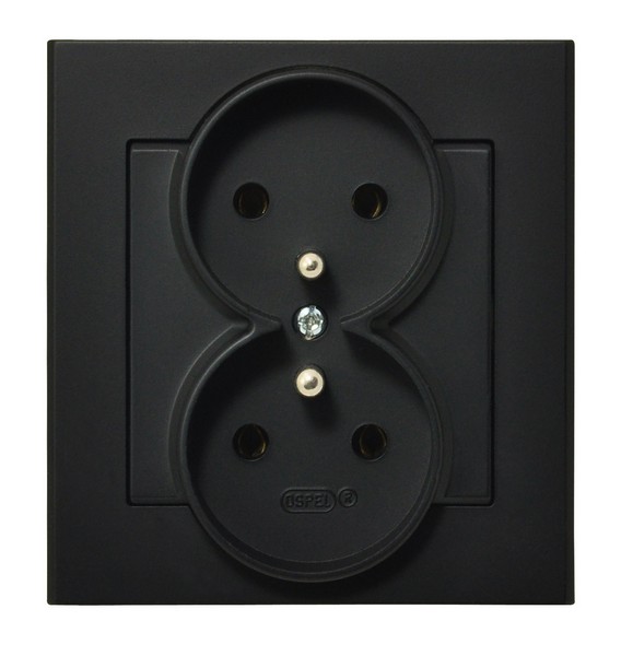 Gniazdo podwójne z uziemieniem kompletne Czarny matowy Sonata - GP-2RZ/33