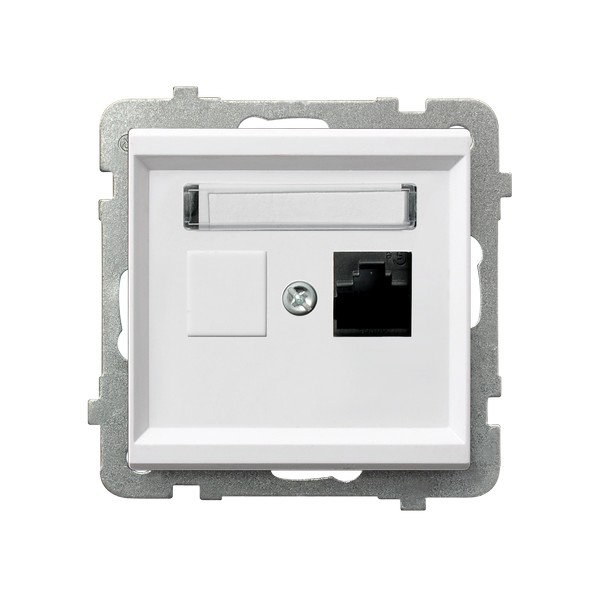 Gniazdo komputerowe pojedyncze RJ45 kat. 5e, MMC Biały połysk Sonata - GPK-1R/K/m/00