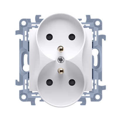 Gniazdo podwójne z uziemieniem Biały Simon 10 - CGZ2M.01/11