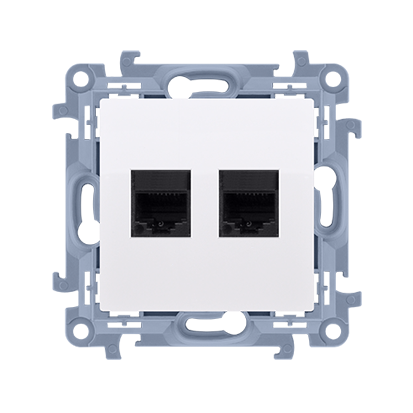 Gniazdo komputerowe podwójne RJ45, kat.5e Biały Simon 10 - C52.01/11