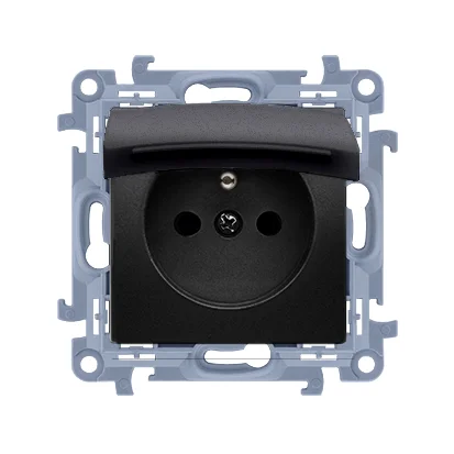 Gniazdo bryzgoszczelne z przesłonami IP-44 z uszczelką Czarny mat, klapka czarna Simon 10 - CGZ1BCZ.01/49