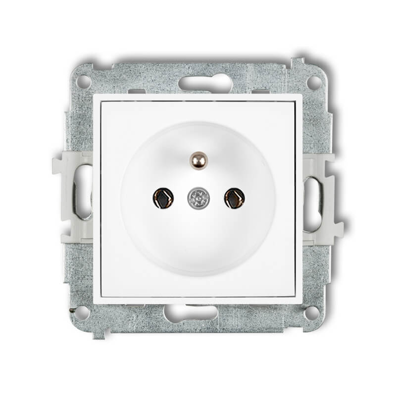 Gniazdo pojedyncze z uziemieniem Biały mat Karlik MINI - 25MGP-1z