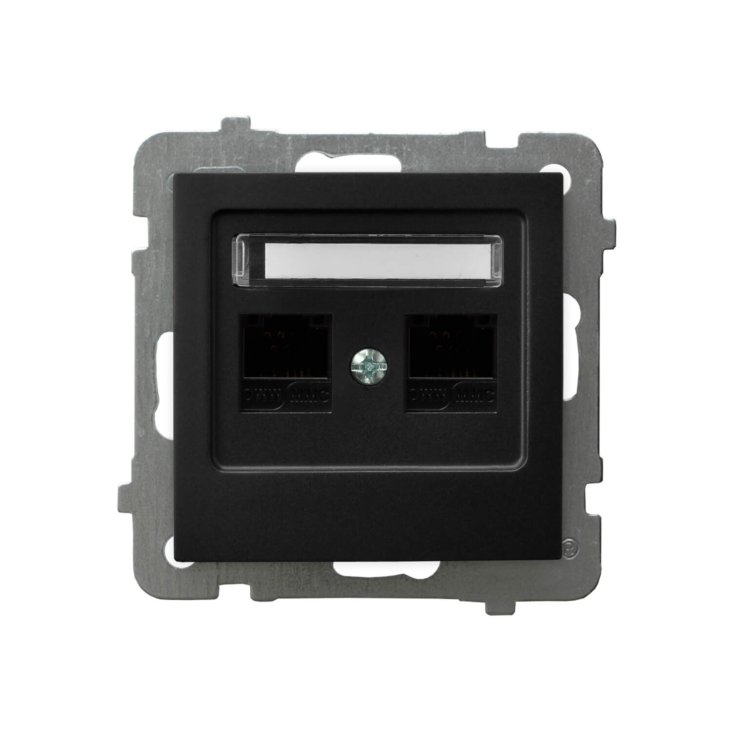 Gniazdo komputerowe podwójne RJ45, kat.5e Czarny matowy As - GPK-2G/K/m/33